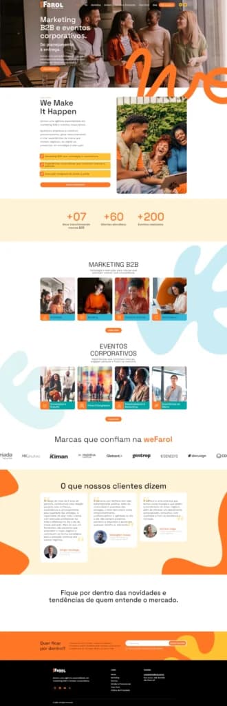 Criação de site institucional para agencia de marketing e eventos WeFarol